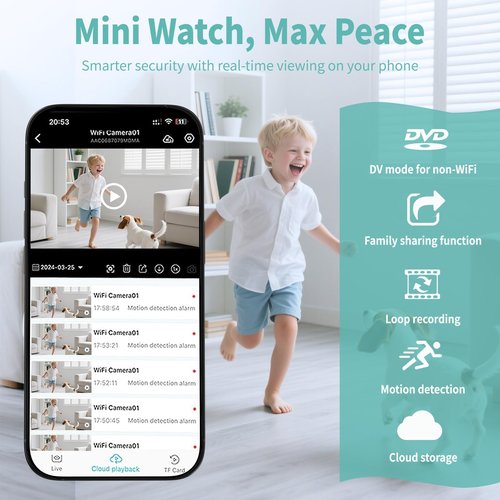 Hidden Camera, Nanny Cam for Home | 2025 4K HD Mini Security Camera, Free Cloud & SD Storage, Works with/Without WiFi for Baby/Pet/Nanny Monitoring
