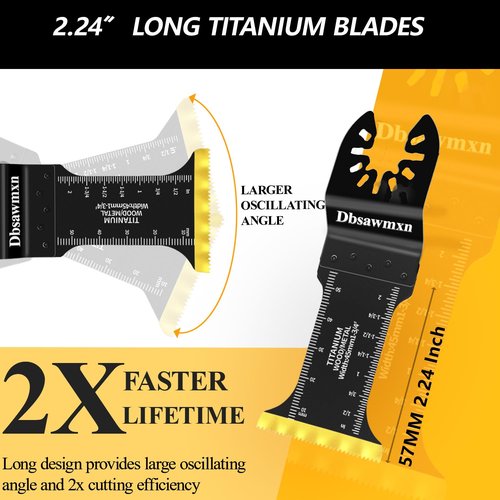 65PCS Oscillating Tool Blades for Metal Wood Cutting, Extra Wide & Long Titanium, Japanese Teeth Saw Blades Compatible with Dewalt, Dremel, Milwaukee, Multitool Blades Cuts Wood, Nails, Drywall