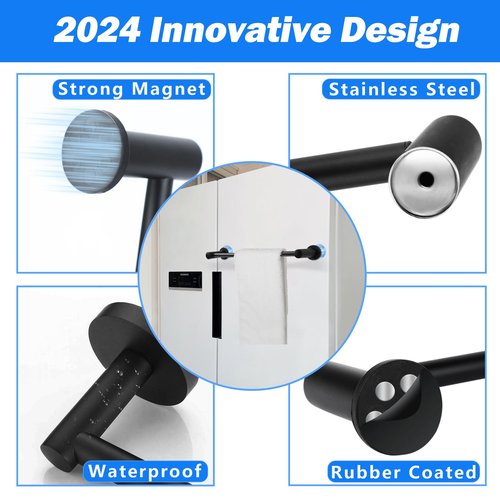 Magnetic Towel Bar for Refrigerator, 14-25" Adjustable Stainless Steel Magnetic Rod, Multi-Functional Magnetic Rack Holder for Kitchen Towel, Class Room Flip Calendar, Anchor Chart Paper 1 Pack
