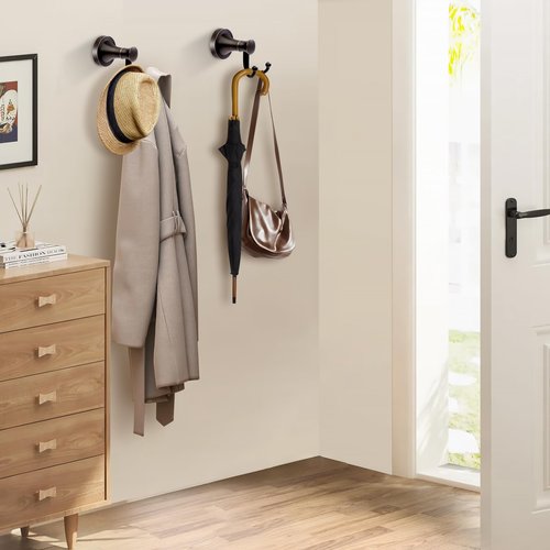 BRASEEY Oil Rubbed Bronze Bathroom Towel Hook, Bronze Bathroom Robe Hook, Heavy Duty Double Towel Hooks Bath Farmhouse Coat Clothes Hook Wall Mounted Rustic for Kitchen Washroom