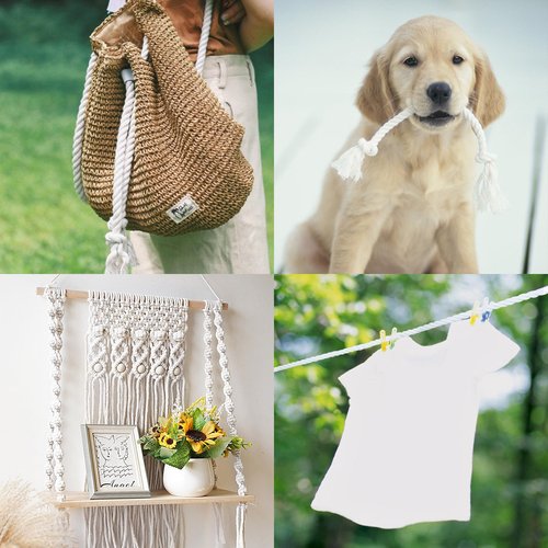 BONSINY White Cotton Rope 1/2 Inch x 100 Feet - Twisted White Rope for Crafts Nautical Plant Hanger DIY Projects