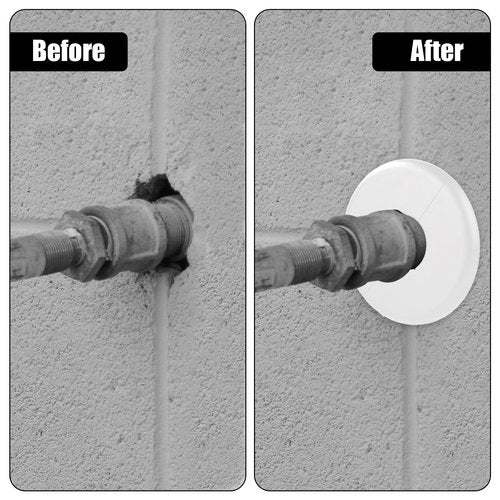 2pcs Wall Split Flange, Self-Adhesive Escutcheon Plate for Buckle 17mm Water Pipes ABS Round Hole Plumbing Floor Ceiling Cover Plates for Faucet Kitchen Toilet Decorative (White)