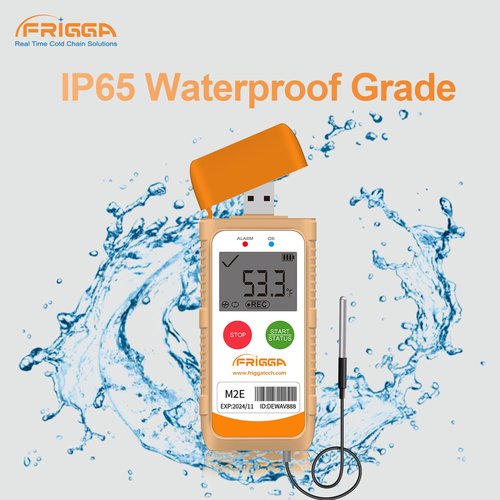 Frigga M2E Reusable Temperature Data Logger with External Probe Multi-Use Digital Refrigerator Thermometer USB 14400 Points High Accuracy Temperature Recorder PDF CSV Report