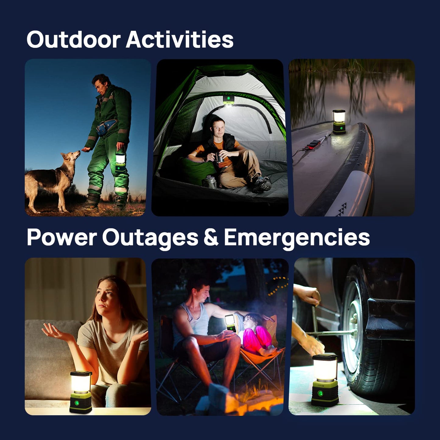 LED Camping Lantern Rechargeable, Consciot Camping Lights, 1000LM, 4 Light Modes, 4400mAh Power Bank, IPX4 Waterproof Tent Lights, Dimmable Flashlight for Emergency, Power Outages, USB Cable Included