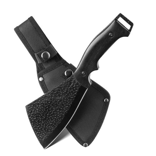 Leopcito 11 Inch Hatchet with Sheath, Small Compact Machete Axes, Fixed Blade Full Tang Camping Tactical Knife for Woodworking, Garden Machete Axe with Sheath for Bushcraft Yards Bushes Wood, A1BK