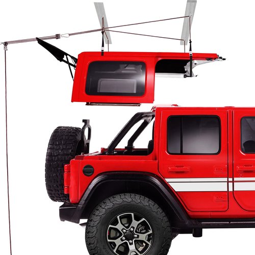 Hardtop Anti-Fall Removal Lift for Jeep Wrangler JL, JK, TJ, and Other Models with Hardtops | Idle Items, Kayak & Attic Hoist | Supports 8-16 ft Ceilings, Comes with 6 T-Knobs, Single-Person Operation