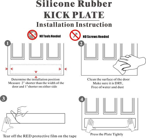 BAJIAOREN 2 Pack Silicone Rubber Door Kick Plate 8x28 Inches Self Adhesive White Cut-to-Fit KickPlates for 24-28 30 Inch Wide Doors Peel and Stick On 8''x28''