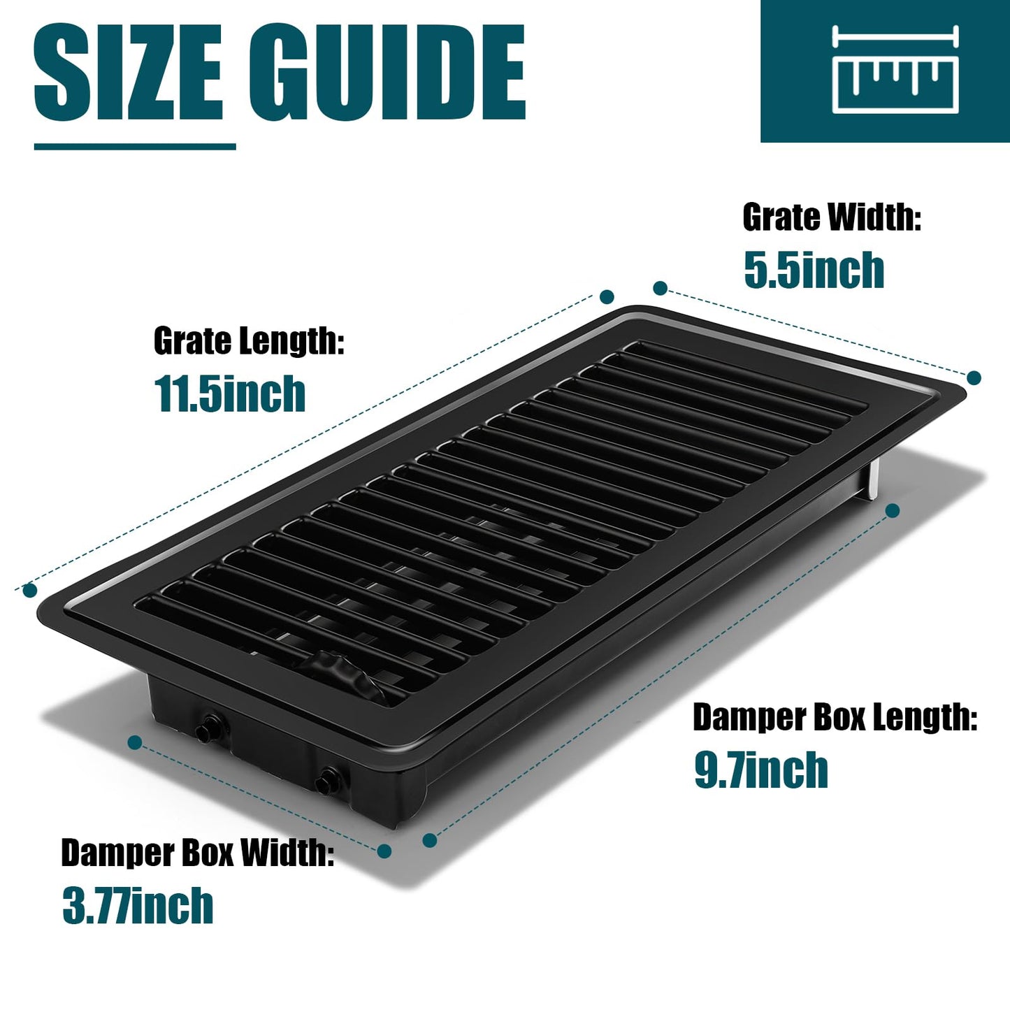 VOISEN Floor Register 4x10, 10 Pack Black Floor Register Vents,Heavy Duty Steel Walkable Floor Vents,Vent Covers for Home Floor