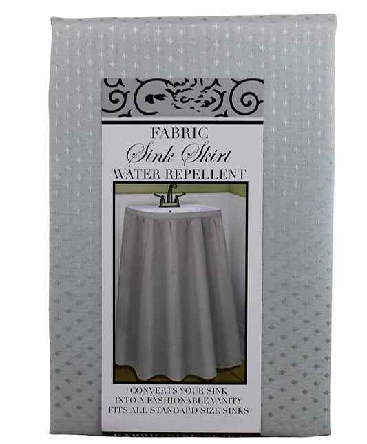 Dependable Industries inc. Essentials Fabric Sink Skirt Diamond Mosaic Stitch Platinum Silver Grey