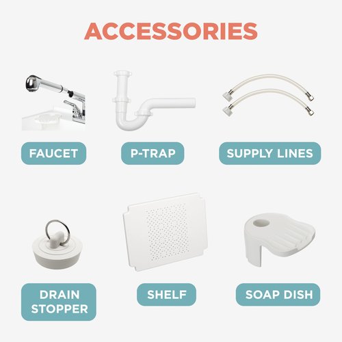 Zenna Home Utility Sink for Laundry Room and Garage, Freestanding Laundry Sink for Garage or Kitchen, Indoor & Outdoor Utility Tub with Pull-Out Faucet, Towel Bar, 24" W x 24" D x 36.75" H, White