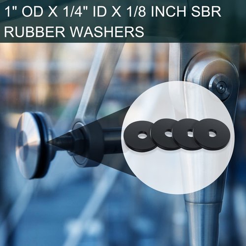25 Pieces Rubber Washer Heavy Duty Abrasion Resistant Rubber, 1 Od x 1/4 ID x 1/8 Thickness Flat Washer Flat Grommets for Bolts Spacers, Vibration Suppression