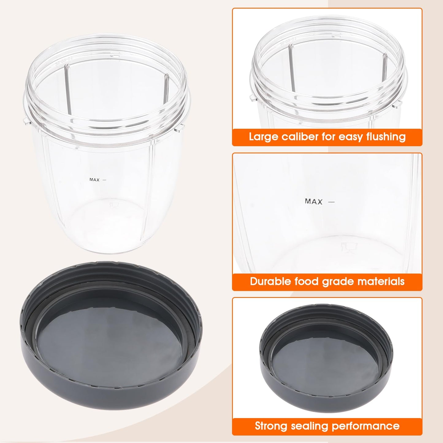 Blender Cups Replacement for Nutribullet Blender 18OZ Cup with Lid, Compatible with Nutribullet 600W 900W Blender Juicer (2Pack)