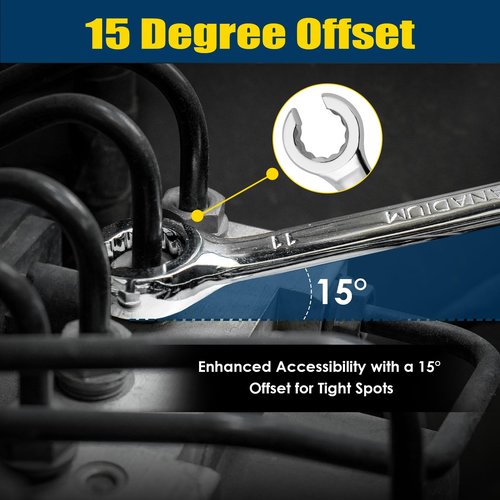 YIYEIE 11-Piece Flare Nut Wrench Set, Metric & SAE, 12-Point Line Wrench Set for Brake, Fuel and Tubing, CR-V Steel, 8mm-19mm & 1/4"-7/8"