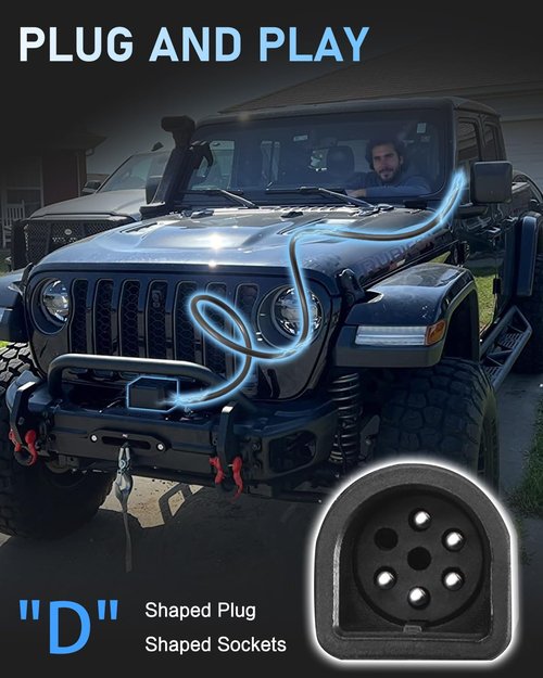 Upgraded 83665 Handheld Plug-in Truck Winch Remote Controller - Compatible with Ford, Dodge Ram Power Wagon, M8000, M12000, and Warn Winches - Ergonomic Grip & 12' D-Shape Connector Cable
