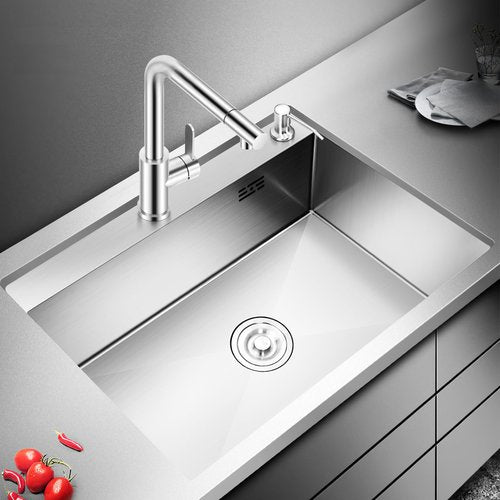 DuyviSteil 24 Inch Kitchen Sink Drop-in, Stainless Steel Top Mount Workstation Sink, Single Bowl Kitchen Sinks with Basket Strainer, D24"xW18"xH9" (Nano)