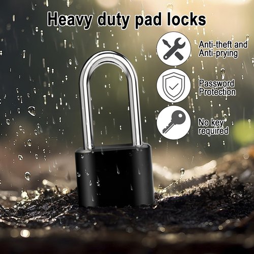 Faburo 2pcs Combination Lock, 4-Digit Heavy Duty Combo Lock, Combination Padlock Outdoor Waterproof Gate Locks for Outdoor Fence, Locker, Sheds, Gym, Gate Hasps (2pcs, Long Shackle)