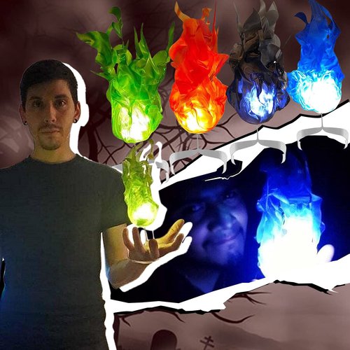 Halloween Floating Fire,Flame Lamp Prop,Illuminated Flame Lamp,Fire Floating Prop,Illuminated Floating Fire for Role Playing Halloween Home Party Decorations,Glowing for Halloween Party Props (Red)