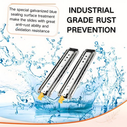 500Lb Load Capacity Heavy Duty Drawer Slides with Screws 18in 24in 30in 40in 54in 72in 76in 80in Full Extension Ball Bearing Side Mount 3-Fold Industrial Rails Locking Rail 1 Pair(80in)