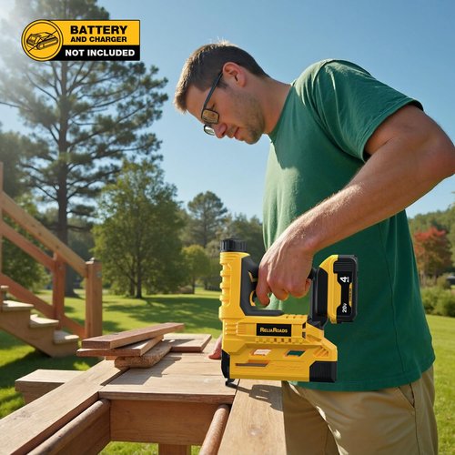 2-in-1 Cordless 18GA Brad Nailer & 1/4 Crown Stapler for DeWALT 20V MAX Battery (Tool Only) - Lightweight, 1600 Nails/Staples Included for DIY, Upholstery & Home Renovation