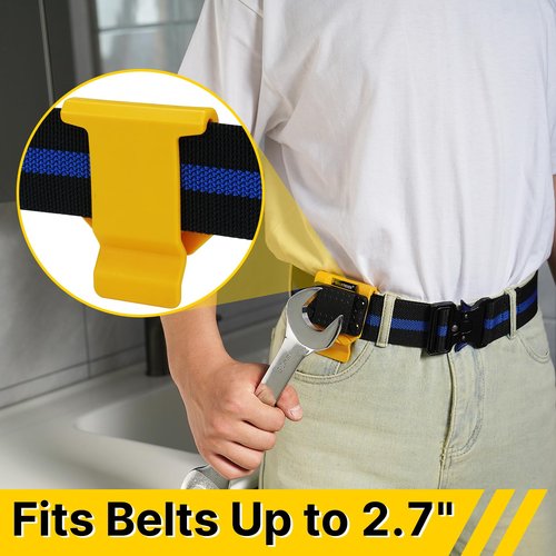 MELOTOUGH Magnetic Tool Holder, N48 Strong Magnetic Belt Clip for Nails, Screws, Drill Bit, Wrenches, Screwdrivers, Hammer, Sockets and Other Metal Tools and Hardware - Fits Up to 2.7" Belt (Yellow)