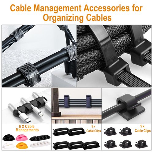 YUANYE Cable Management Box 2 Pack with 122 Cable Clips Set, Large Cord Organizer Box Hide Power Strip for Computer, Router, USB Hub and Under Desk Power Strip, Safe ABS Material Cord Management