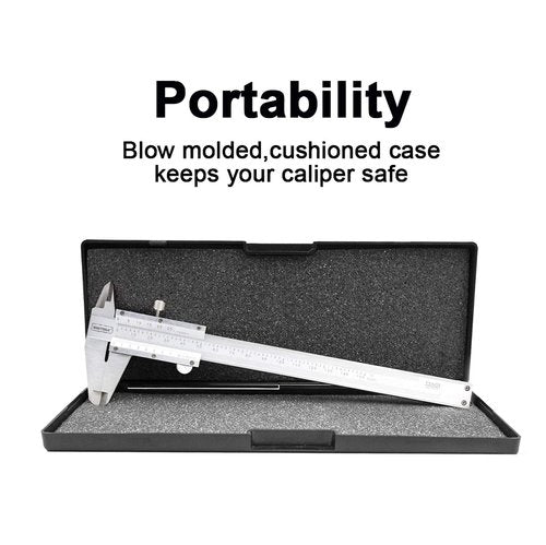 NORTOOLS Professional Vernier Caliper Stainless Steel for Inside, Outside, Depth and Step Measurements,6 Inch/150mm/0.001"/0.02mm-Strictly QC pc by pc