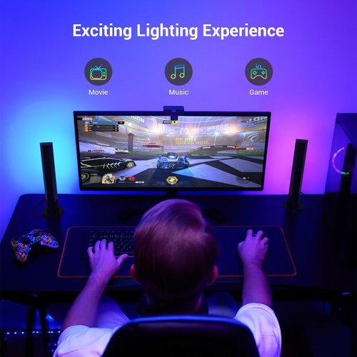 FairyNest Gaming LED Light,Windows 11 Dynamic Lighting&App Controlled RGBW LED Light Bar,Music Modes, USB Powered,Rainbow Light for Entertainment, Monitor Backlight for Desk&Room Decoration (1pc)