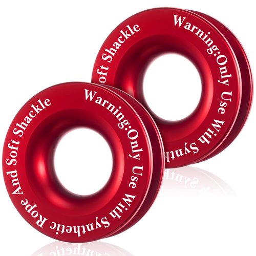 Otoolling 2 Pcs Winch Snatch Recovery Ring Block Pulley 66, 000 Lbs Compatible for SUV UTV ATV Off-Road Vehicle and Truck Pulley Towing Ring for Synthetic Rope and Soft Shackle(Red)