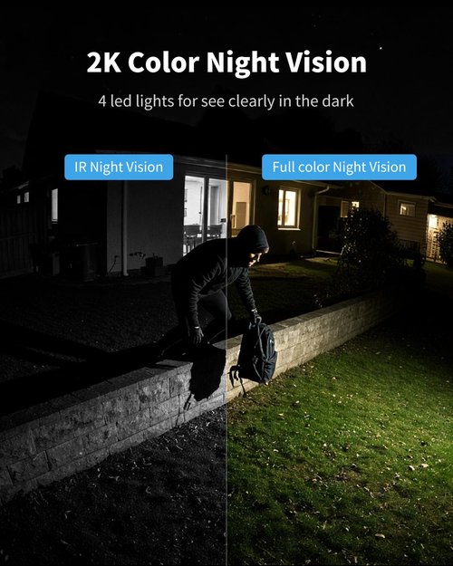 Aume Security Cameras Wireless Outdoor, 2 Cam Kit, No Subscription, Solar Powered Home Security Cameras System, 360° Panoramic View, 2K Color Night Vision, PIR Alerts, Support 5G & 2.4G WiFi Router