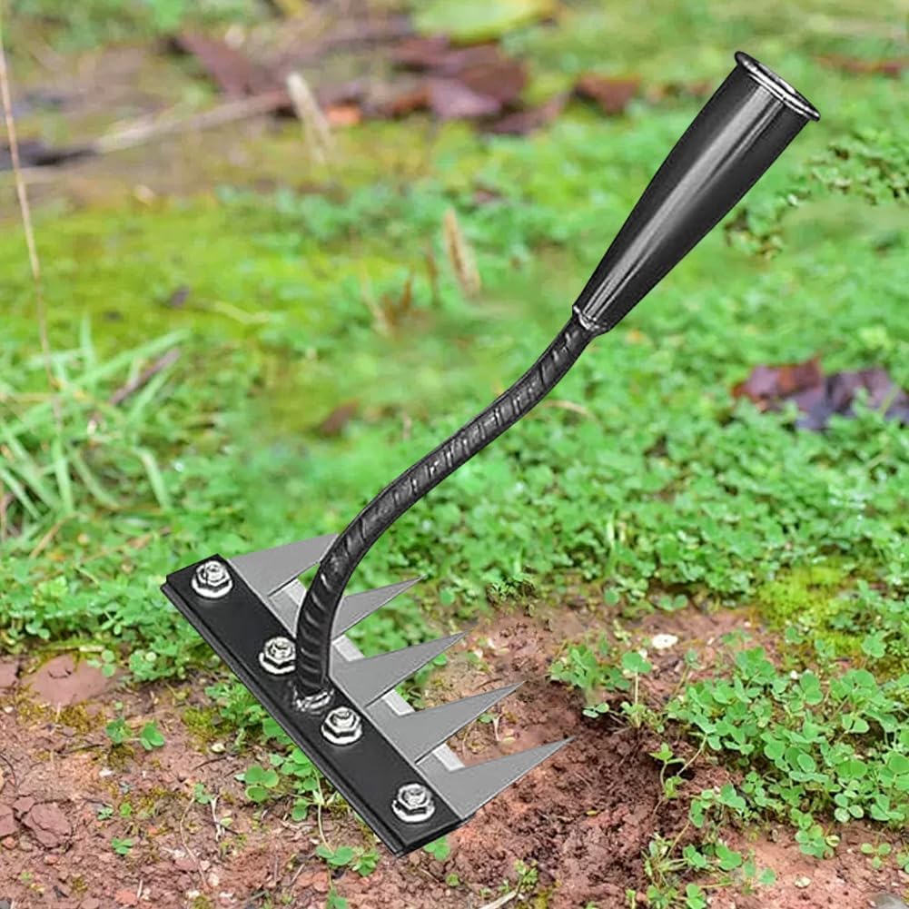 Garden Weeding Rake,Iron Weeding Rake 2.0 Carbon Steel Garden Hoe for 7 Tooth Multifunctional Nail for Lawn and Yard Hoe Tool (7 Teeth)