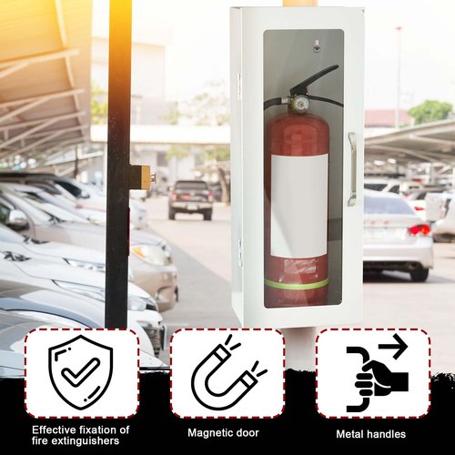Zonon 1 Pcs Fire Extinguisher Cabinet Wall & Surface Mount 24-3/4 H x 10-1/4 W x 6-3/4 D Steel Fire Extinguisher Box Holder Case with Handle for Indoor Outdoor (White)