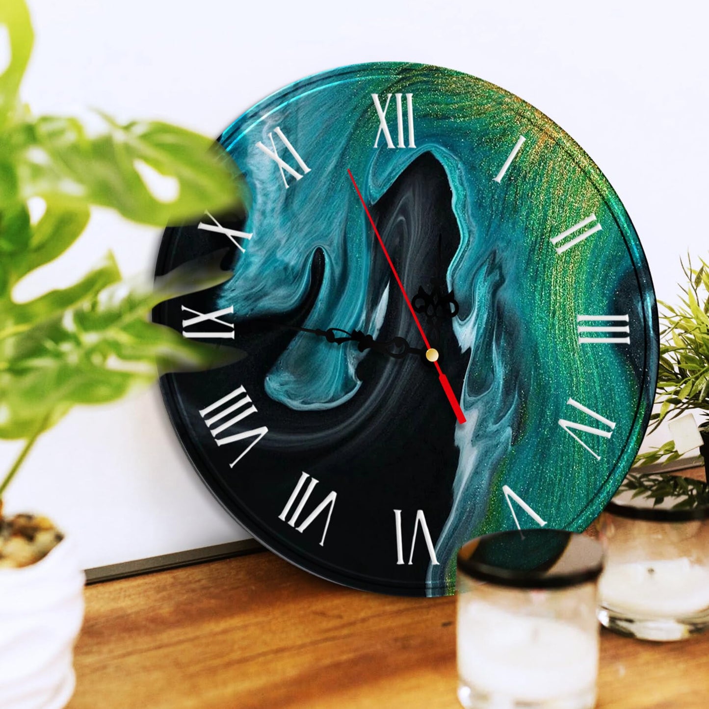 SEWACC 1set Clock Mold Kit Silicone Clock Making Mold Roman Numbers and Mechanism for Crafts for Unique Home Decor and Making