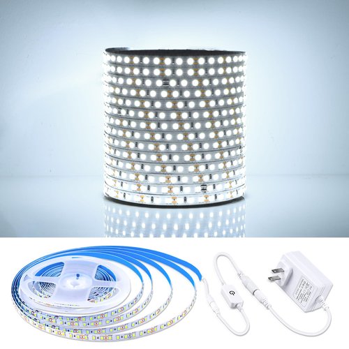tlinkosta LED Strip Lights 6500K Cool White, 16.4ft Dimmable & Cuttable, 600 LEDs High Brightness, Strong Adhesive Backlight for Cabinet, Kitchen, Bedroom, TV Backlight Decor (Cool White, 16.4 ft)