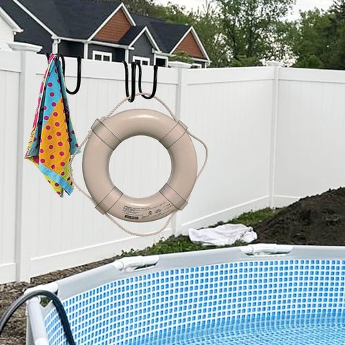 2 Pcs Adjustable Fence Hooks for Pool Equipment- Heavy Duty Poolside Pool Hanger for Pool Poles, Hose, Pool Skimmer,Pool Beach Towels, Pool Brush - No Installation Tools Required