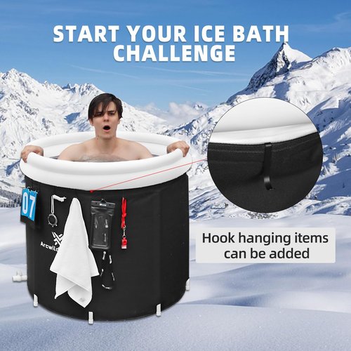 Arcwilderness Foil Cold Plunge Tub - 130 Gal XL Ice Bath Tub for Athletes, Heat Reflective Ice Pod with Cover, Replaceable Inner Liner, Insulated Ice Tubs for Cold Plunge