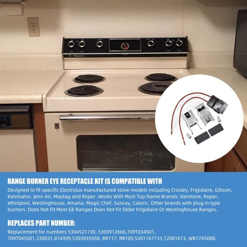 Range Stove Burner Element Plug Receptacle Block Terminal WB17X5091 for Whirlpool Kenmore GE Frigidaire Range Burner Receptacle Kit- ERR117，330031 5303935058 814399 74-06-190 Pack of 4