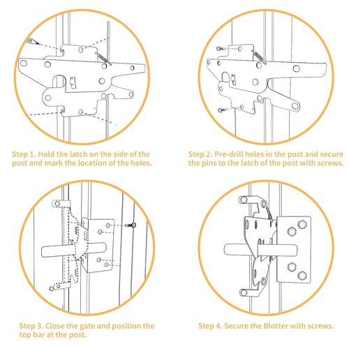 Self-Locking Gate Latch for Wooden Fence, Heavy Duty Post Mount Automatic Gate Lock Gravity Door Latch Hardware Wood/Vinyl Fence Gate Lock for Secure Pool/Yard/Garden,Black
