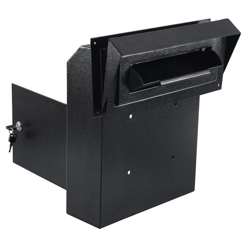 xydled Heavy Duty Mail Box with Key Lock, 15''x12''x6'', Locking Metal Mailbox Door Mounted, Through The Door Safe Locking Drop Box, Black
