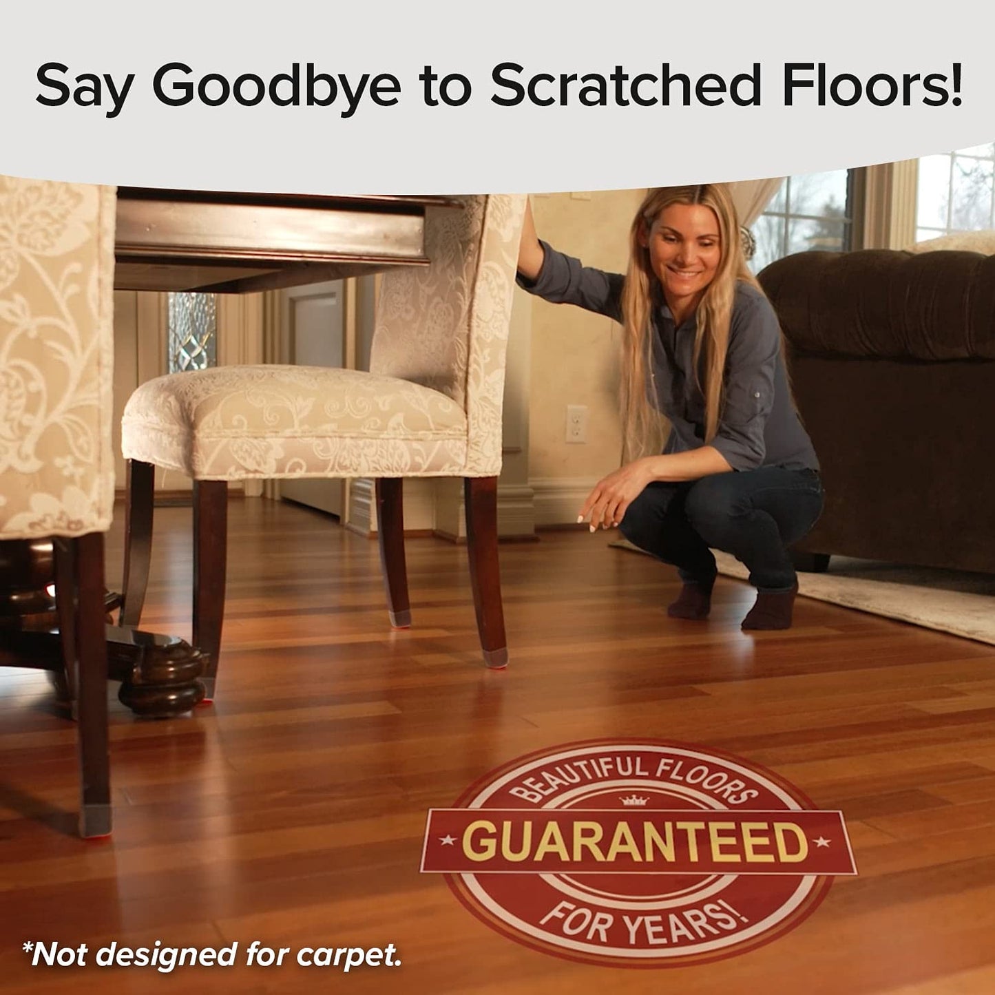 Ruby Sliders As Seen On TV by BulbHead - Red Means They’re Authentic - Premium Chair Covers Protect Hardwood & Tile Floors - Fits Most Furniture Leg Sizes & Shapes ,Clear- 8 Count (Pack of 6)