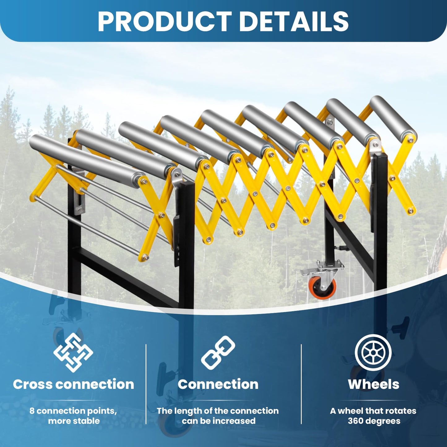 Conveyor Rollers, Heavy-Duty Roller Conveyor Table with 660 LBS Capacity, 50" L x 23.6" W, Extendable Modular Conveyor System for Warehouse, Garage Workshop, Packing Station, Shipping Area