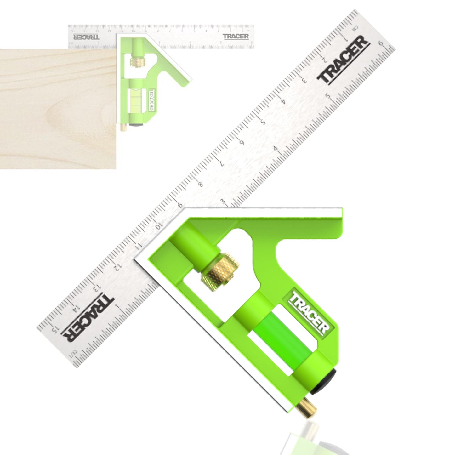 TRACER 6 Inch Combination Square with Level | Adjustable Square Tool for Woodworking Carpenter | Metric & Imperial Ruler | Stainless Steel Combo Square | Escuadras de Carpintero | Built in Scribe Tool