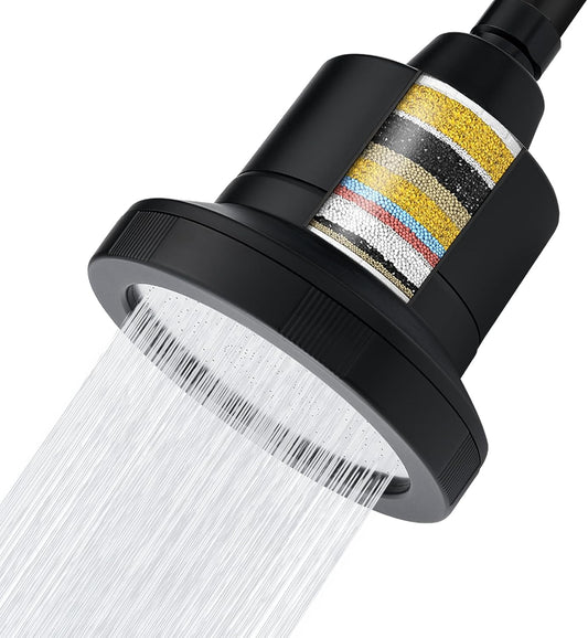 Voolan Filtered Shower Head - 20 Stage Luxury Rain Shower Filter For Hard Water for Remove Chlorine and Harmful Substances - 4.5" Round High Pressure Rainfall Showerhead (Chrome)