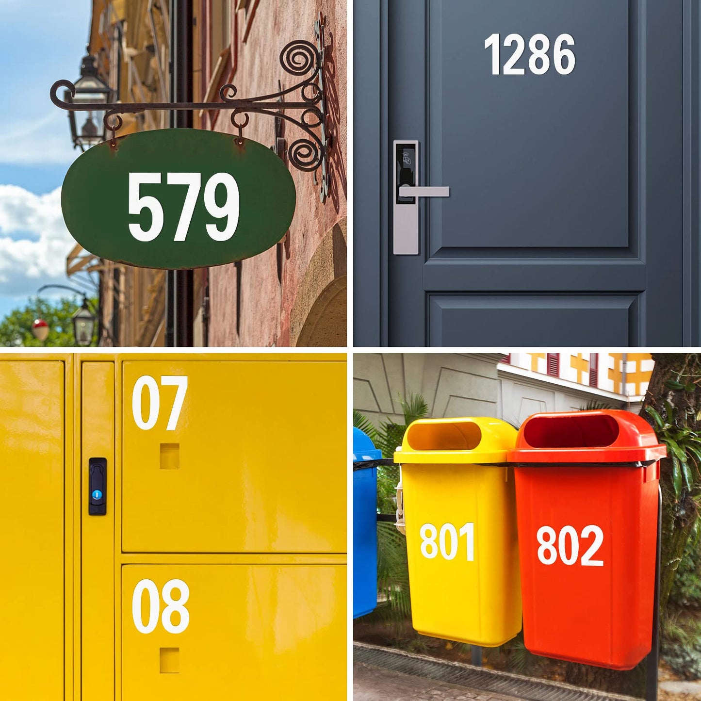 Reflective Mailbox Number for Outside, 4 Inch 4 Sets Vinyl Waterproof White Mailbox Numbers Stickers, Strong Self-adhesive House Adress Numbers for Mailbox Door Signs Trucks (Number 0-9)