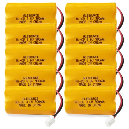 GLESOURCE 3.6V 900mAh Ni-Cd Exit Sign Emergency Light Battery, Replacement for Exitronix 10010037, Max Power B2-0031 MH468886, Unitech LEDR-1 6200RP, Dantona CUSTOM-318 OSA230, Lowes 253799(10 Pack)