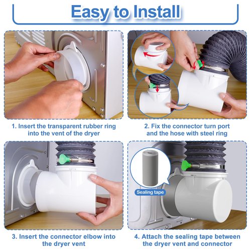Dryer Vent Hose For Tight Space,Indoor Dryer Vent, Dryer Hose Vent Kit,90 Degree Dryer Vent Elbow,Dryer Vent Connector Kit,Dryer Vent Duct, Dryer Vent Adapter, Dryer Vent Vacuum Hose Attachment