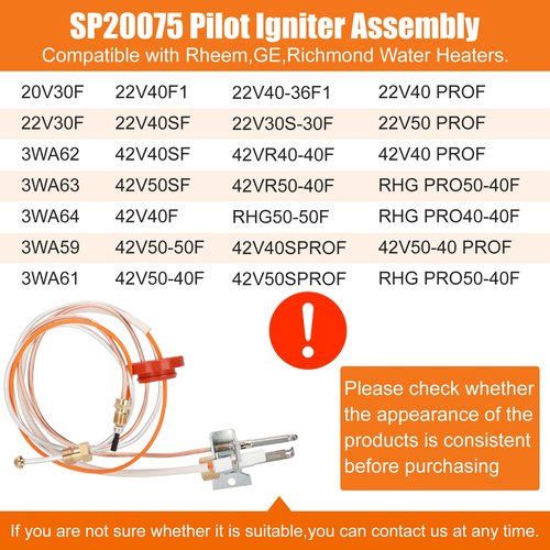 Upgraded SP20075 SP20305A Pilot and Igniter Assembly Compatible with Rheem Water Heater Pilot Assembly, PROTECH, GE, Richmond Water Heater Pilot Assembly,Water Heater Pilot Assembly for Natural Gas