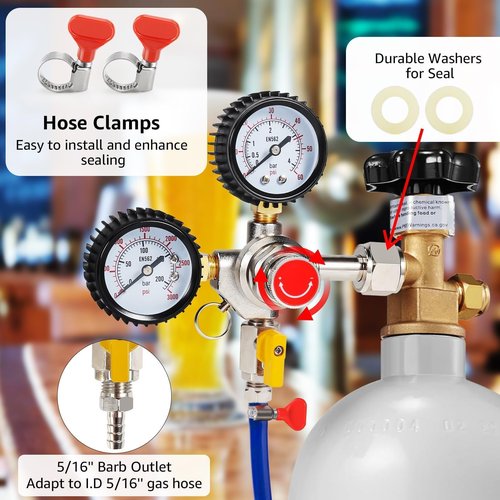 Imaictuu CO2 Regulator Beer Regulator CGA-320 Kegerator Regulator CO2 Beer Keg Regulator with 0-55PSI Working Pressure,CO2 Keg Pressure Regulator for Home Brewing