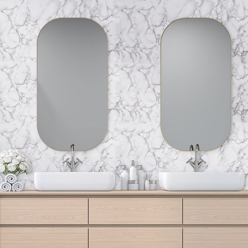 Caltero Marble Contact Paper 15.7" x 118" White Grey Wallpaper Peel and Stick Glossy Marble Self Adhesive Contact Paper for Countertop Kitchen Cabinets Bathroom