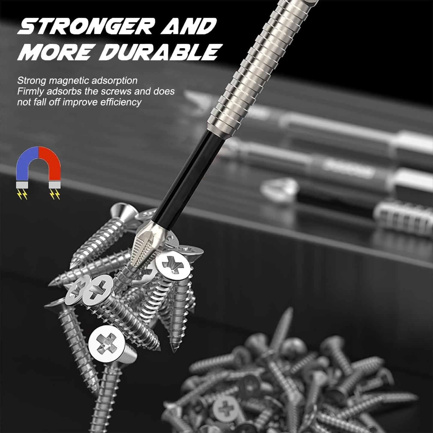 9PCS High-Magnetic Screwdriver Drill Bit Set, Anti-Slip Magnetic Electric Screwdriver Set(25 50 65 70 75 90 100 120 150mm)for Electric & Hand Screwdrivers, Anti-Slip Precision Bits with Enhanced Grip