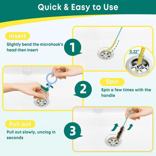 Kelly's Collection 50 Inch Drain Snake Hair Drain Clog Remover(5 Pack), Unbreakable Metal Sink Snake Drain Hair Removal Tool, Long/Flexible/Thin Drain Cleaner Tool to Unclog Bathroom Sink, Tub, Shower